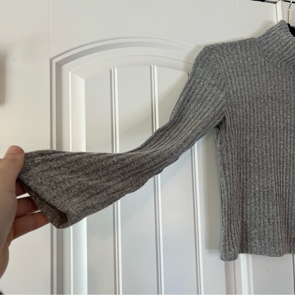 Aritzia Wilfred Free Cropped Ribbed Gray Turtleneck Top S - Picture 3 of 7